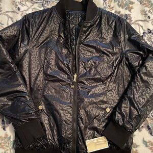 NWT Michael Kors MEDIUM M Women Winter Rain Jacket Brand New Black Leopard MK